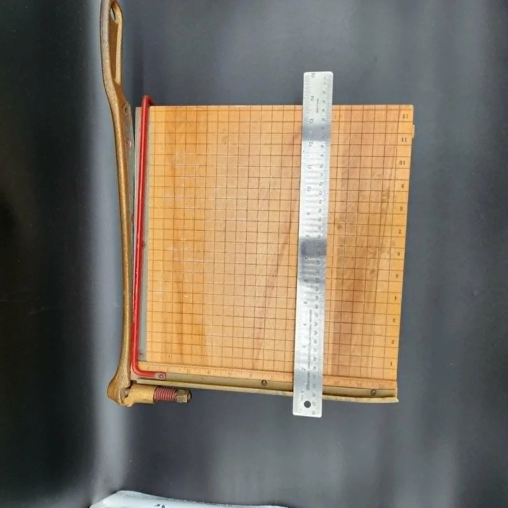 Ingento No 4 Paper Cutter Wood Guillotine Brown Unisex 12x12 Vintage Industrial